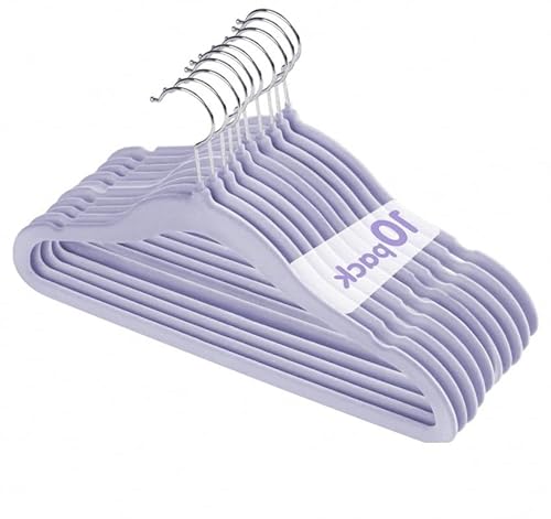 Samt-Kinderkleiderbügel,Platzsparend Kids Velvet Hangers, Ultradünnes und Rutschfestes Design 360°drehbare, Kinder bügel,20 Stück,lila-rosa von Beutrain