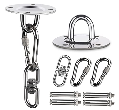Schaukel 180° Drehen ,2 Stück Deckenhaken Hängesessel Schwingfeder,Edelstahl Deckenhalterung für Hängematte Boxsack Yoga,2 Stück Swing Hook 180° von Beutrain