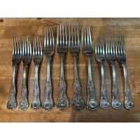 Elegante Smith Seymour | Housley Kings Muster - Sheffield Epns Silberplatte A1 T Y & S 4 Vorlegegabeln Und 6 Esegabeln von BevBakerGems