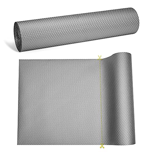 Schubladenmatte 34,3cm Breit Schubladeneinsatz für Küchenschränke Regale Tischplatten Nicht Klebend für Küchenregale Kühlschrank, Silbergrau, 610cm Gesamtlänge von BEVIEVER