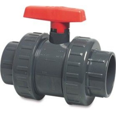 PVC-U Kugelhahn 40mm Klebemuffe 16bar DN32 Grau Typ AK von Bevo