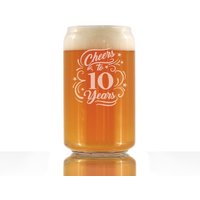 Cheers To 10 Years - Lustige Bierdose Pint Glas, Geätzte Sprüche Süßes Geschenk Zur Feier 10. Hochzeit, Geschäfts- Oder Arbeitsjubiläum, Geburtstag von BevveeCo