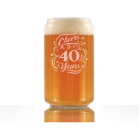 Prost Auf 40 Jahre - Lustiges Bierdosen-Pintglas, Geätzte Sprüche Süßes Geschenk Zur Feier Der 40. Hochzeit, Geschäfts- Oder Arbeitsjubiläum von BevveeCo