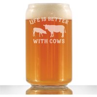 Das Leben Ist Besser Mit Kühen - Niedliches Lustiges Bierdosenglas, Geätzte Sprüche Bauernhaus-Dekor-Geschenke Für Liebhaber Von Und Bier von BevveeCo