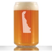 Delaware State Outline Bierdosen-Pintglas, Geätzte Geschenke Für Delawareaner - 16 Oz von BevveeCo