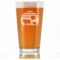 Elefant-Sonnenuntergang - Lustiges Pint-Glas, 16 Unzen, Geätzte Sprüche Safari-Themen-Dekor-Geschenke Für Frauen, Die Elefanten Lieben von BevveeCo