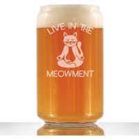 Lebe Im Meowment | Niedliche Lustige Katze Bier Kann Pint Glas, 16 Unzen, Geätzte Sprüche, Geschenk von BevveeCo