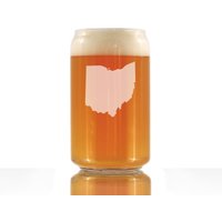 Ohio State Outline Bierdosen-Pintglas, Geätzte Geschenke Für Ohioaner - 16 Oz von BevveeCo