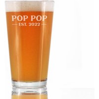 Pop Est. 2022 - Bold Pint Glas 16 Unzen, Geätzte Sprüche, Offenbaren Geschenk Für Großeltern von BevveeCo