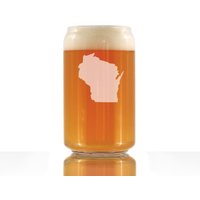 Wisconsin State Outline Bierdosen-Pintglas, Geätzte Geschenke Für Wisconsinites - 16 Oz von BevveeCo