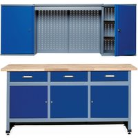 Werkstatt-Set Elm 2-teilig, Hängeschrank + Werkbank, Breite 1.700 mm, blau von Jungheinrich PROFISHOP