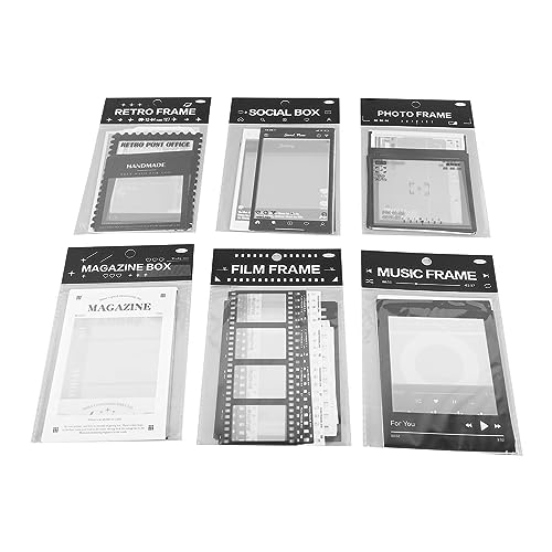 6 Packungen Scrapbook-Rahmen-Set Kamerafilm-Aufkleber Im Ins-Stil für Scrapbooking Ultraklares PET schwarz-weiß Fotorahmen Stempelaufkleber Scrapbook-Zubehör 90 Stück von Bewinner
