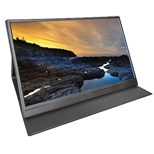 Bewinner 15,6'' Tragbarer FHD-Typ-C-Monitor, 1080P IPS 178° Laptop-Bildschirm mit 360°-Sound, Augenpflege, PU-Hülle für Geschäftsreisen nach Hause (EU-Stecker) von Bewinner