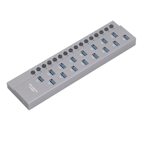Bewinner 16 Ports USB 3.0 Hub, Hochgeschwindigkeitsübertragung USB-Daten-Hub aus Aluminiumlegierung mit Individuellen Netzschaltern, Kompatibel mit 7 8 10 11, für USB-Speichergeräte Bewinner 16 Ports USB 3.0 Hub, Hochgeschwindigkeitsübertragung USB-Daten-Hub aus Aluminiumlegierung mit Individuellen Netzschaltern, Kompatibel mit 7 8 10 11, für USB-Speichergeräte von Bewinner