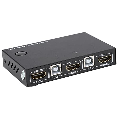 Bewinner 2 -Anschlüsse KVM-Umschalter-Verteiler, Gemeinsame Nutzung von PC-Monitor Tastatur Maus Drucker Scanner Jump Drive, 4K / 60Hz 1080P KVM-Switch für 7 von Bewinner