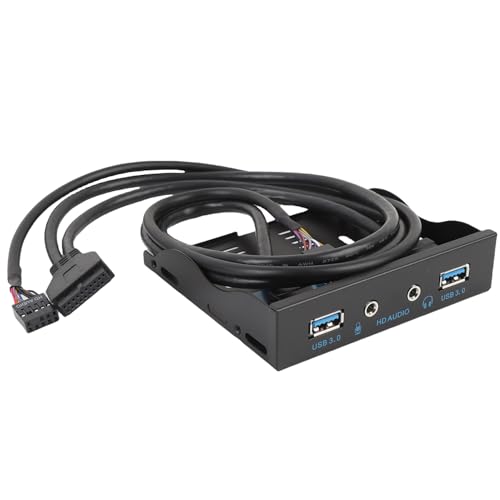 Bewinner 3,5 Zoll USB 3.0 Frontplattenadapter, 19 -Pin Bis USB 3.0 -Konverter mit HD -Soundschnittstelle für 3,5 Floppy Drive Bay Computer Case (BLACK) von Bewinner