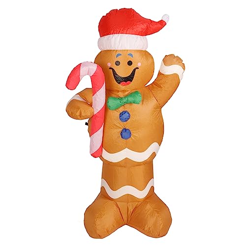 Bewinner 5 Fuß Aufblasbarer Weihnachts Lebkuchenmann mit Zuckerstangen, Aufblasbare Schneemann Dekoration für den Außenbereich mit LED Leuchten, für Weihnachtsfeiern Im Innen (EU-Stecker Bewinner 5 Fuß Aufblasbarer Weihnachts Lebkuchenmann mit Zuckerstangen, Aufblasbare Schneemann Dekoration für den Außenbereich mit LED Leuchten, für Weihnachtsfeiern Im Innen (EU-Stecker von Bewinner