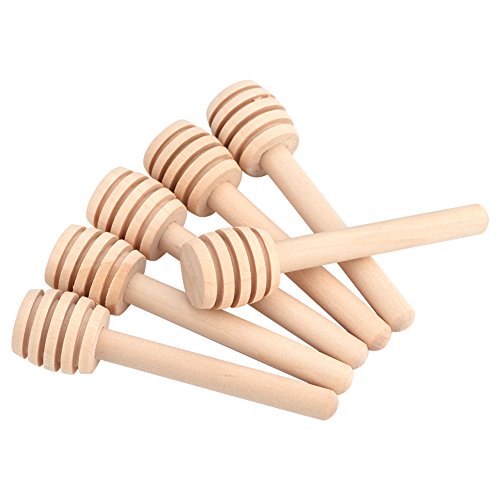 Bewinner 50 Pcs/Satz Tragbare Mini Holz Marmelade,Honiglöffel Rührstab Stick,Honigbehälter für Honig/Sirup/Melasse/viskosen Flüssigkeiten mit einzigartigem Dipper Design(15cm) von Bewinner