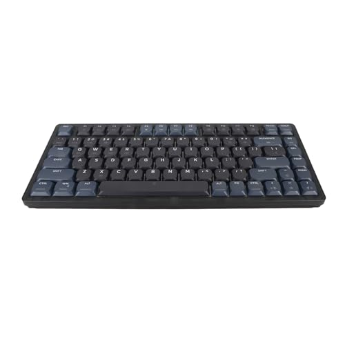 Bewinner 75% Flache Kabellose Tastatur, 83 Tasten, Kabelgebundene/kabellose Mechanische Gaming-Tastatur, Flacher Blauer Schalter, Weiße Hintergrundbeleuchtung, Transparentes Gehäuse von Bewinner