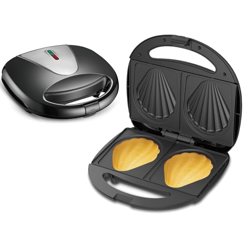 Bewinner 850W Gebrannte Madeleine Maker – Doppelseitig Beheizter Gugelhupf Maker mit Verbrühschutzgriff für Frühstücksbrot in Muschelform von Bewinner