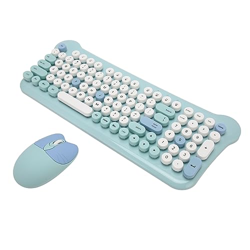Bewinner Computer-Tastatur-Maus-Kombinationen mit QWERTY-Layout / 98-Tasten-Tastatur / 1600 DPI, 2,4 G Niedliches Gaming-Tastatur-Maus-Set, Retro-Tastatur mit Runder Tastenkappe für (Blau) von Bewinner