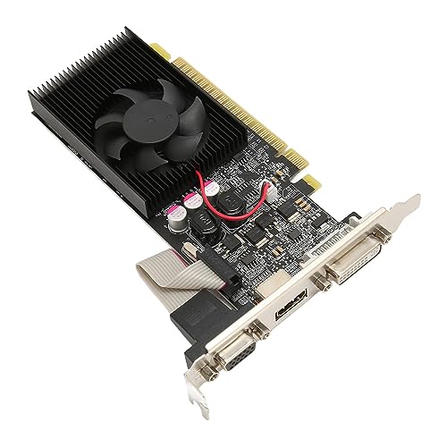 Bewinner Diskrete Grafikkarte, 64-Bit 1 GB PCI Express 2.0 X 16 DVI VGA HD Multimedia-Schnittstellenausgang, Schnell Kühlende Grafikkarte für den Desktop von Bewinner