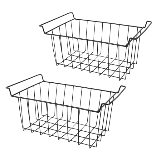 Bewinner Draht-Aufbewahrungs-Gefrierkörbe, Speisekammer-Aufbewahrung, Stapelkörbe, Große Drahtkörbe, Organizer, Haushalts-Metallkörbe, Organizer mit Griffen für Küche, (L 39 cm x B 20 cm Bewinner Draht-Aufbewahrungs-Gefrierkörbe, Speisekammer-Aufbewahrung, Stapelkörbe, Große Drahtkörbe, Organizer, Haushalts-Metallkörbe, Organizer mit Griffen für Küche, (L 39 cm x B 20 cm von Bewinner