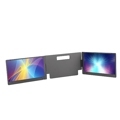 Bewinner Dreifach-Laptop-Bildschirmverlängerung, 14-Zoll-1080P-FHD-IPS-Dual-tragbarer für Laptop, Typ-C-Reise-Laptop-Monitorverlängerung mit Verstellbarem Ständer, 178° (X90 von Bewinner