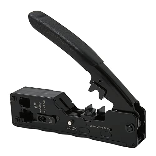 Bewinner Durchgangs RJ45 Crimpzange, Modulare Datenkabel Crimper mit Ratsche, Ethernet Crimpzange mit Rutschfester Textur, Sicherheitsverriegelung für CAT5e 6e 7e von Bewinner