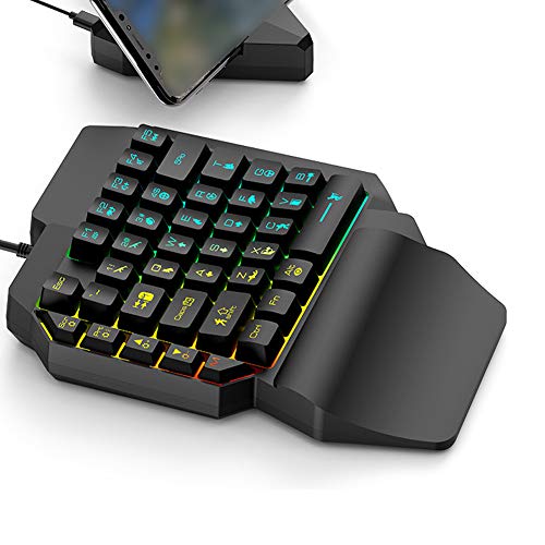 Bewinner Einhändige Gaming-Tastatur, RGB-beleuchtete 39 Tasten, Tragbare Mini-Gaming-Tastatur, Computermechanische Gaming-Tastatur, Ergonomischer Gamecontroller für PC-Spiele von Bewinner