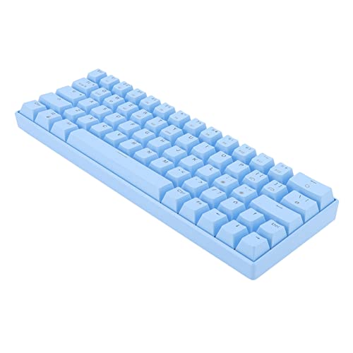 Bewinner Kabellose Mechanische Tastatur mit 64 Blauen Tasten und 1800-mAh-Akku, Unterstützt Kabellose 2,4-G-3.0-5.0-Typ-C-kabelgebundene 5-V-DC-RGB-Tastatur für Win OS (Roter Schalter) von Bewinner