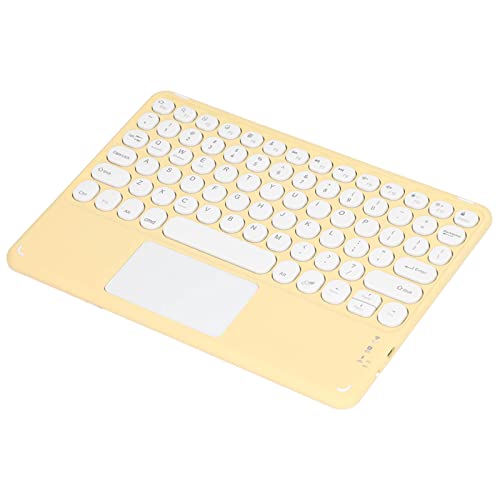 Bewinner Kabellose Touch Tastatur, Kompakte Retro Tastatur mit Runden Tastenkappen, Schlanke, Leise Touchpad Tastatur für Tablets, Laptops, mit Wiederaufladbarem Akku, USB Kabel (Gelb) von Bewinner