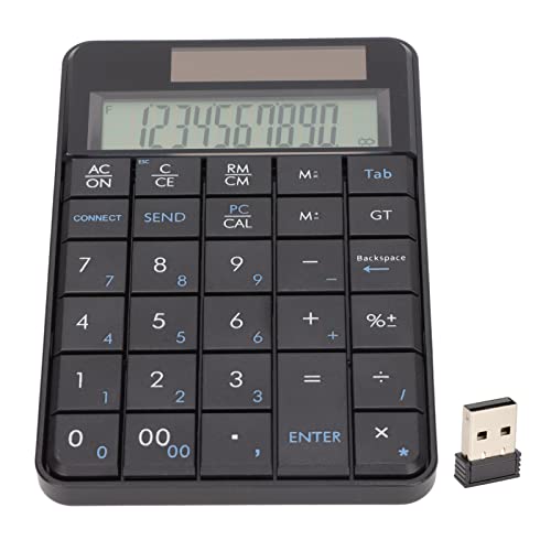 Bewinner Kabelloser Taschenrechner Nummernblock, Ergonomisches 29-Tasten-tragbares -Finanzbuchhaltungs-USB-Zahlentastatur mit Solarpanel für Büro/Zuhause von Bewinner