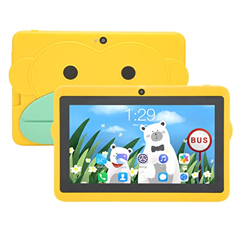 Bewinner Kids Tablet 7 Zoll, Kinder Tablet WiFi Android 10 mit LED Screen and IPS HD Display, 2GB RAM 32GB ROM MT6592 8 Cores, 5GWiFi, Bluetooth, Doppelkamera Tablett PC(Gelb) von Bewinner