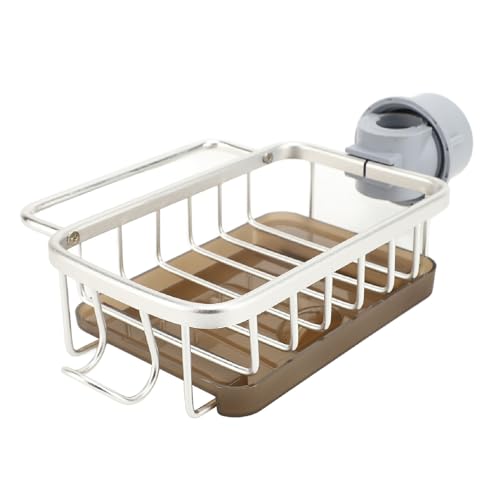 Bewinner Küchenspüle-Wasserhahn-Aufbewahrungsregal, Multifunktionaler Küchenspüle-Caddy-Organizer, Schnell Trocknendes Hängendes Wasserhahn-Abflussregal für Bürstenseife (Silver) von Bewinner