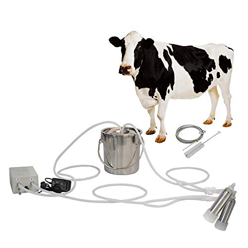 Bewinner Kuh Melkmaschine - 3L Portable Plug in pulsierende Vakuumpumpe Melkmaschine, 304 Edelstahl Eimer Herr Melker mit Auto Stop Check Ventil von Bewinner