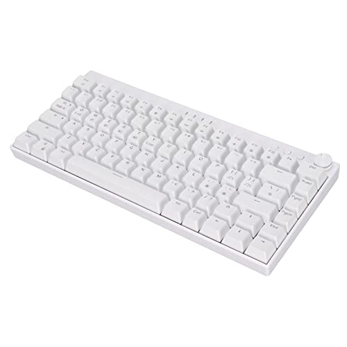 Bewinner Mechanische Tastatur mit DREI Modi, Kabelgebundene und Kabellose Tastatur, 82 Tasten, Dynamische RGB-Hintergrundbeleuchtung, N-Tasten-Rollover, Weiße Mechanische Tastatur für von Bewinner