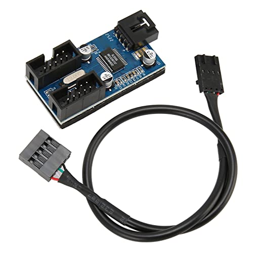 Bewinner Motherboard 9-poliger USB-Header-Splitter, Männlich 1 auf 2 Weiblich, Verlängerungs-Splitterkabel, Desktop-Karte, 9-poliger USB 2.0-HUB-Anschluss-Adapter für CPU, WLAN-Empfänger, von Bewinner