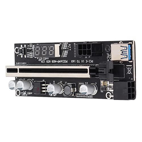 Bewinner PCI E Adapterkarte, Temperaturanzeige PCI E Riser Board Karte mit 1x Adapter 1x auf 16x Verlängerungskabel Kompatibel mit 1x, 4X, 8X, 16x PCI-E Steckplätzen von Bewinner