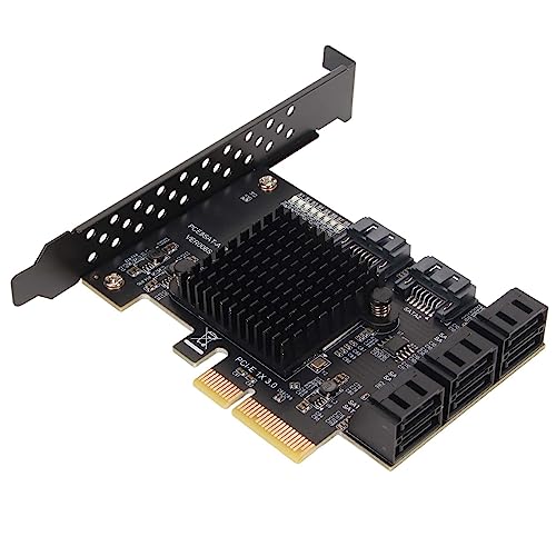 Bewinner PCIE-SATA-Karte mit 8 Anschlüssen, 6-Gbit/s-Controllerplatine, SATA3.0-Schnittstellenerweiterungskarte mit Kurzer Schallwand von Bewinner
