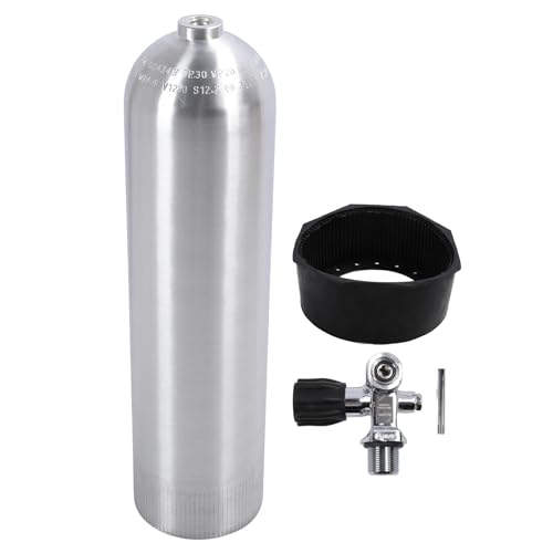 Bewinner Professionelle 12-Liter Tauchflasche – Sauerstoff Tauchflasche aus Aluminiumlegierung, Hochdruckpolierte Tauchausrüstung mit Ventilanschluss und Sockel von Bewinner