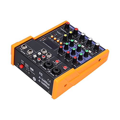 Bewinner Professioneller Audiomixer, Soundboard Konsolensystem BT MP3 Player Smart Noise Reduction Wireless USB Buchse Tragbarer 4 Wege Mixer für Webcast Partys von Bewinner