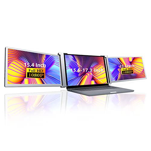 Bewinner S20 15,4 Zoll Dreifach Laptop Bildschirmverlängerung, FHD 1080P IPS Faltbarer Tragbarer Monitor für 15,6-17,3 Zoll Laptops, USB C Slim Dual Display Bildschirmverlängerung für PC, von Bewinner