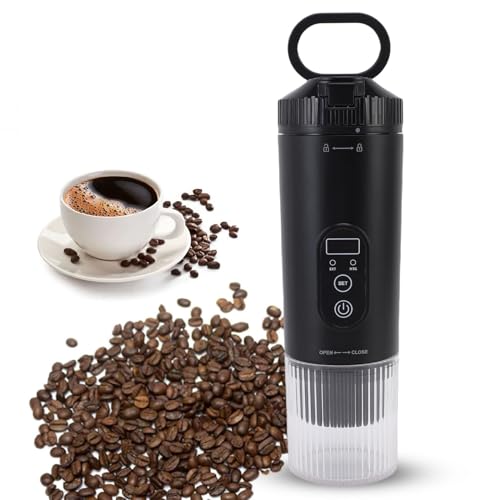 Bewinner Tragbare Elektrische Espresso-Maschine, Reisekapselkaffeemaschine für Camping, 21 Bar Tragbare Espresso-Hersteller Selbstheizige Kompatible Gemahlene Kaffee (BLACK) von Bewinner