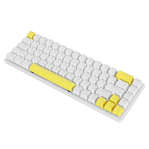 Bewinner Tragbare Kompakte Mechanische Gaming-Tastatur mit 68 Tasten, Blauen Schaltern, RGB-Hintergrundbeleuchtung, Anti-Ghosting, Umfassende Kompatibilität fürPC MAC (Weiß Gelb) von Bewinner