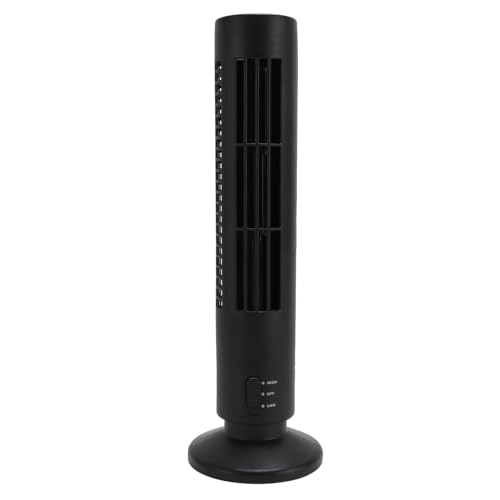 Bewinner Tragbarer Desk Ventilator mit 2 Geschwindigkeiten, USB Blattloser Klein Desktop Ventilator Leise aus ABS, Tischventilator für das Büro zu Hause (BLACK) von Bewinner