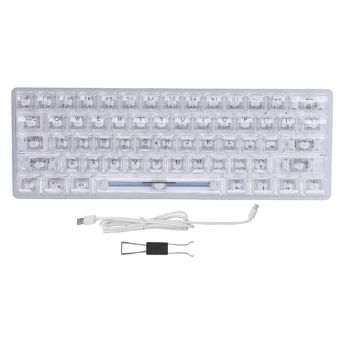 Bewinner Transparente Mechanische Tastatur mit 61 Tasten, Klares Design, Hot-Plug-Schalter, Langlebig und Langlebig, Kabelverbindung, 19 Lichteffekte, für Gaming und Büro von Bewinner