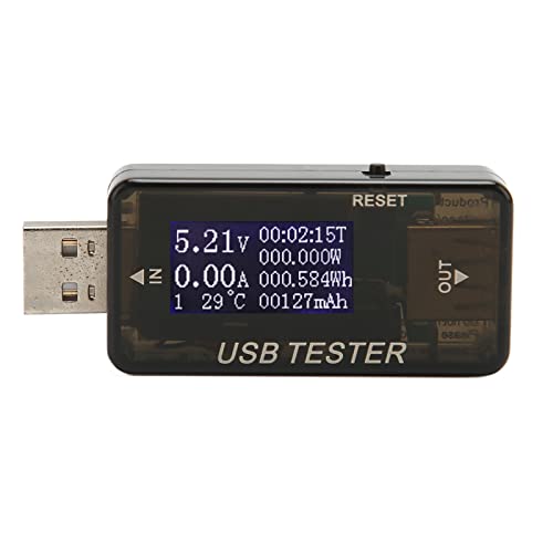 Bewinner USB-Tester, USB-Stromzähler, 3-30V 0-5,1 A Spannungs Tester Multimeter, USB-Stromzähler-Tester, Echtzeit-Erkennung Digital-Farbanzeige Voltmeter von Bewinner