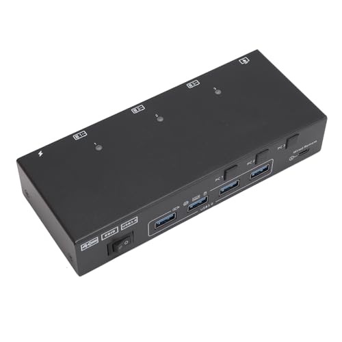 Bewinner USB3.0 HDMI KVM Switch, 2 Monitore, 3 Computer 4K bei 60 Hz HDMI Switcher, USB- und HDMI Switch für 3 Computer, Gemeinsame Tastatur, Maus, Drucker und 2 HD Monitore (EU-Stecker) von Bewinner