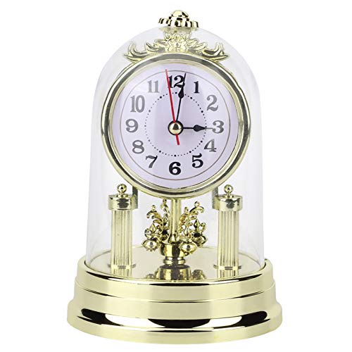 Bewinner Vintage-Tischuhr Im Europäischen Retro-Stil, Geräuschlose Schreibtischuhr mit Batterie, Ideale Heimdekoration für Wohnzimmer/Schlafzimmer (Gold) von Bewinner